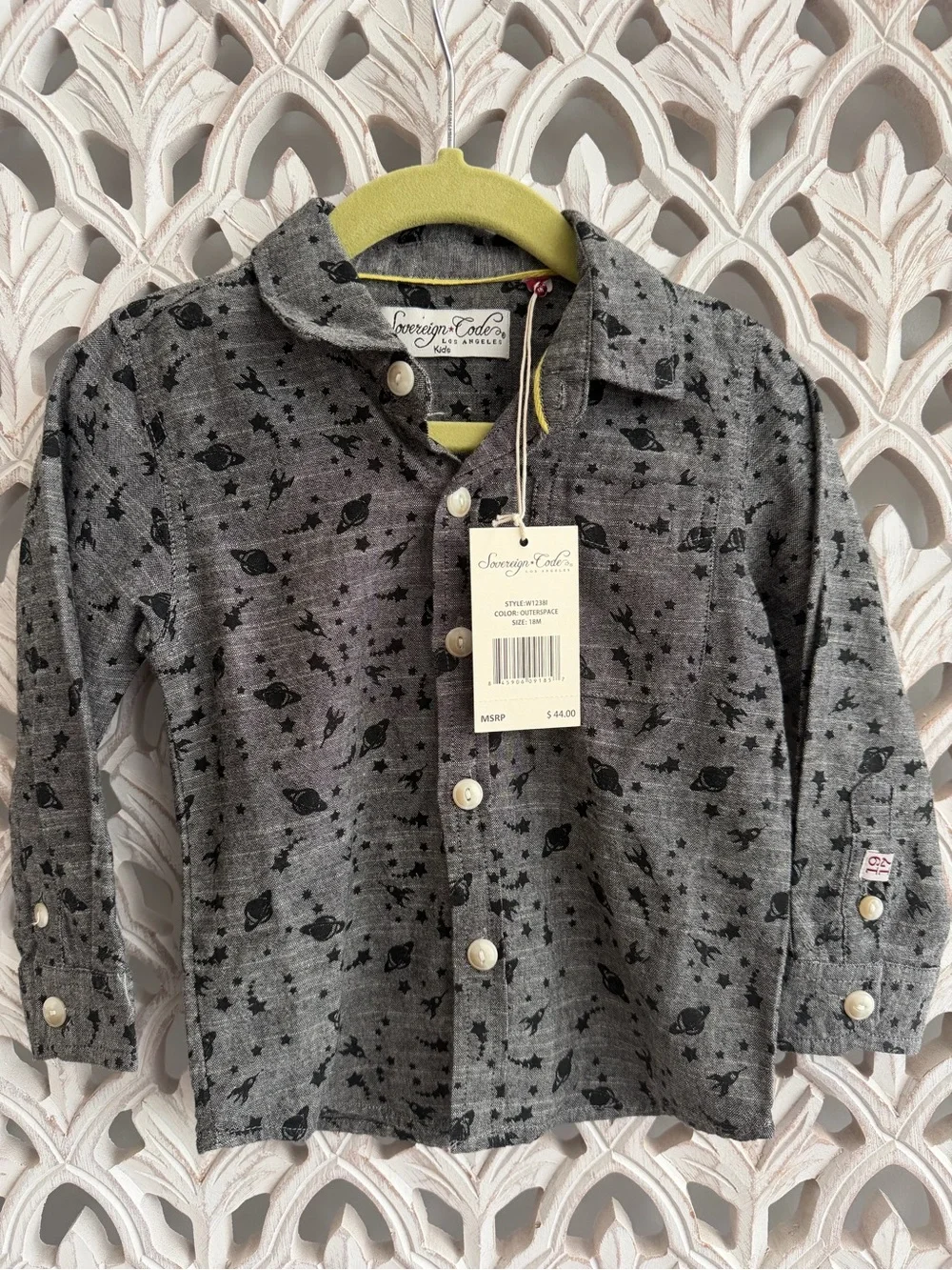 NWT Sovereign Code Kids Outerspace Button Down Shirt Size 18M